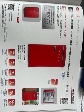 Mini Nevera Congelador SOGO Retro Rojo 110L