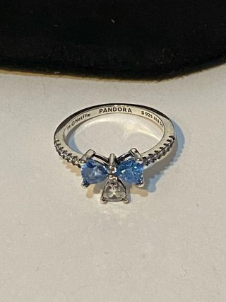 Anillo Pandora Corazón Azul y Plata