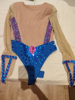 Traje Carnaval Alas Plumas Azul Naranja