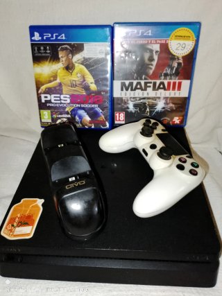 Consola PS4 Slim + 2 Juegos + Mando+cargador