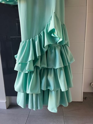 Vestido Flamenca/Sevillana Verde agua mang plumeti
