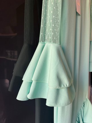 Vestido Flamenca/Sevillana Verde agua mang plumeti