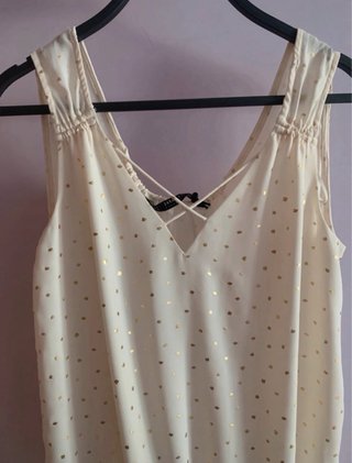 Zara Blusa Lunares Dorados Beige