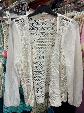 Lemon Camisa Playa Crochet Blanca Talla Única