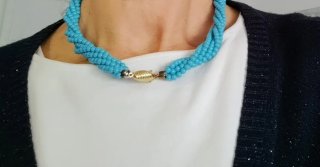 Collana Torchon in tonalità turchese