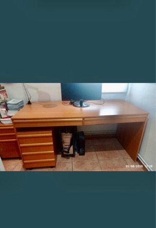 Conjunto de escritorio madera  160x75+ 2 cajoneras