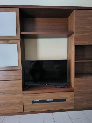 Mueble modular madera y cristal 310x200cm
