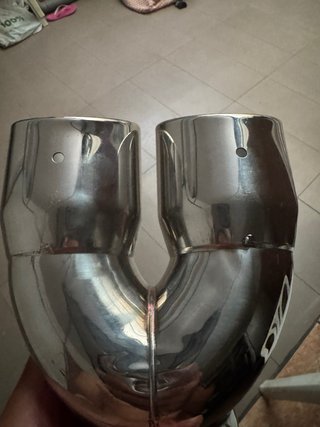 Cola de escape doble cromada universal