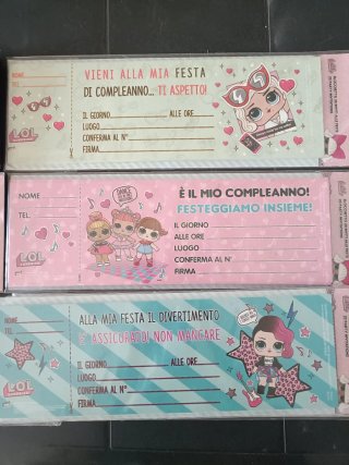 Set 20 biglietti compleanno LOL bambina
