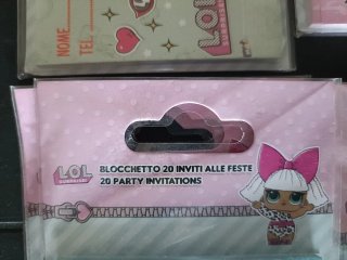 Set 20 biglietti compleanno LOL bambina
