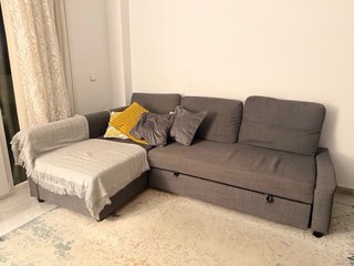 Sofá Cama IKEA 3 Plazas Gris Chaise Longue
