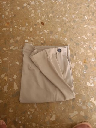 Pantalón ancho beige mujer