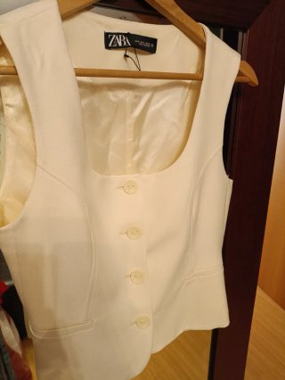 Chaleco Zara Talla S Blanco