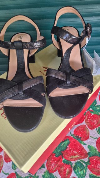 Sandalias Geox Mujer Talla 38 Negro/Plata