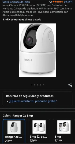 Cámara Imou Ranger 2C 360° WiFi Interior