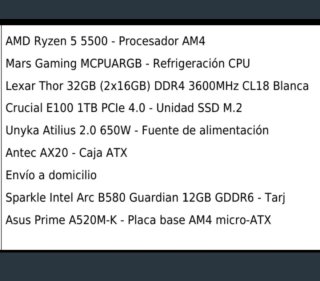 PC Gamer Intel Arc B580 12GB 32GB RAM