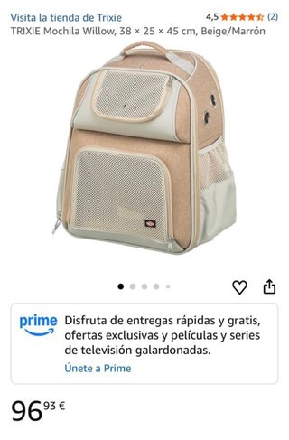 Mochila Trixie Willow 38x25x45cm Beige/Marrón