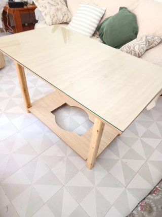 Mesa camilla cristal y madera