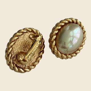 Pendientes Dior Perla Clip Vintage Oro