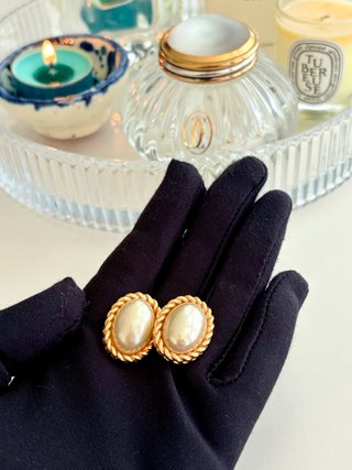 Pendientes Dior Perla Clip Vintage Oro