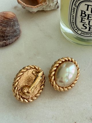 Pendientes Dior Perla Clip Vintage Oro