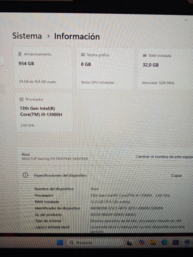 Portátil Gaming Asus I9/GTX 4060/ 32gb