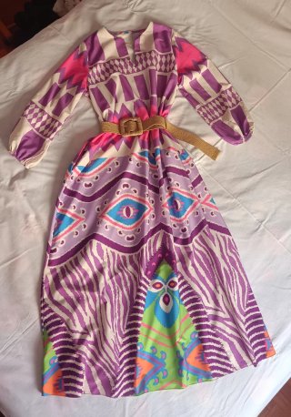 Vestido largo estampado multicolor