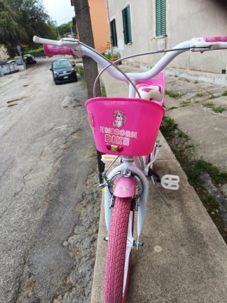 Bici bambina rosa con cestino