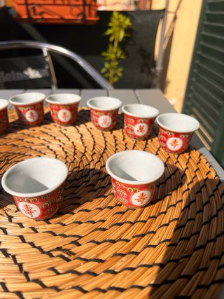 Set 11 Bicchierini Tè/Sake Porcellana Rossi