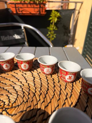 Set 11 Bicchierini Tè/Sake Porcellana Rossi