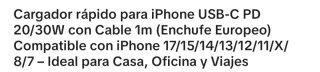 Cargador iPhone USB-C 20W + Cable