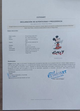 Dibujo original Mickey Mouse firmado – Disney