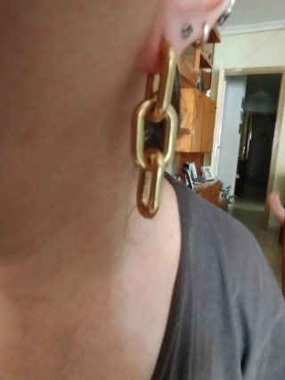 Pendientes largos eslabones dorados