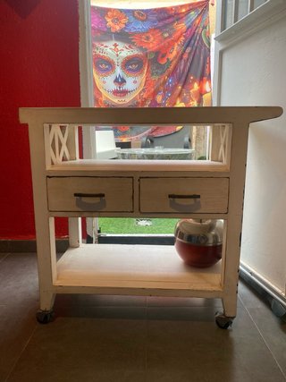 Carrito camarera vintage madera hueso