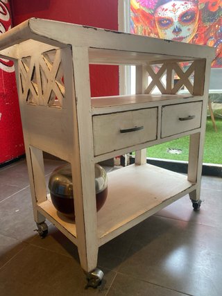 Carrito camarera vintage madera hueso