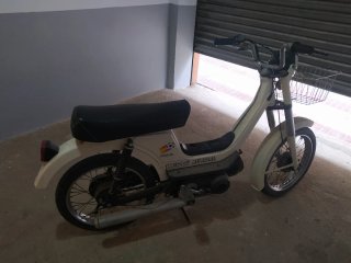 Moped Derbi Blanco con Cesta