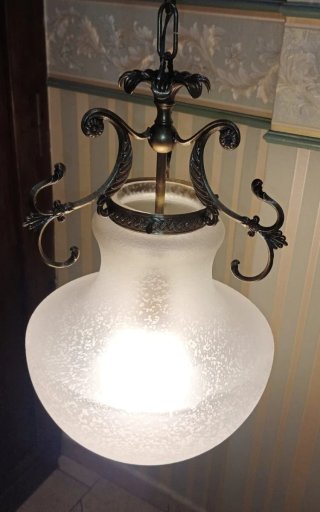 Lampadario vintage in ottone e vetro di Murano