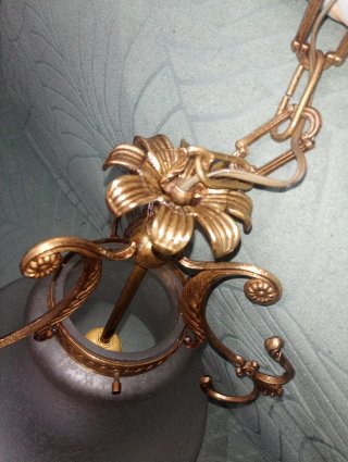 Lampadario vintage in ottone e vetro di Murano