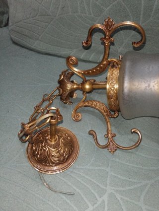 Lampadario vintage in ottone e vetro di Murano