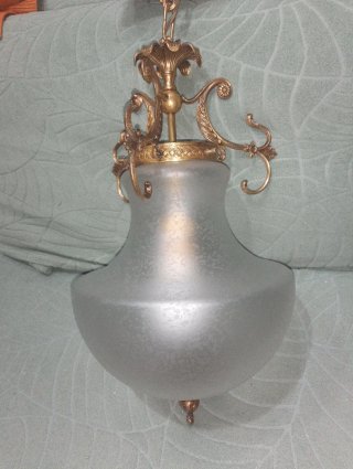 Lampadario vintage in ottone e vetro di Murano