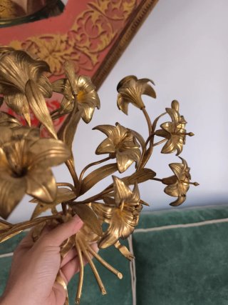 Candelabros antiguos pared bronce dorado