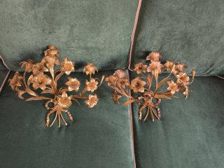 Candelabros antiguos pared bronce dorado