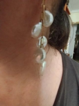 Pendientes largos perlas plata