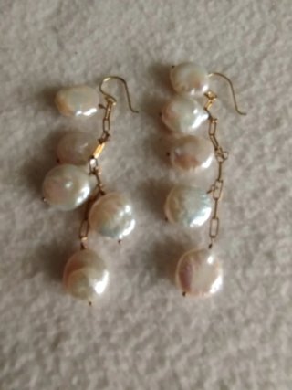 Pendientes largos perlas plata
