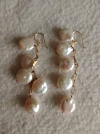 Pendientes largos perlas plata