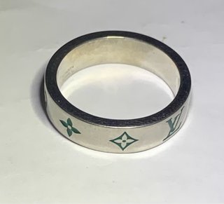 Anello Louis Vuitton Monogram Verde, Argentato.
