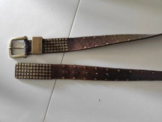 Cintura Calvin Klein Pelle Marrone Fibbia Oro