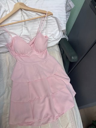 Vestido rosa volantes nuevo