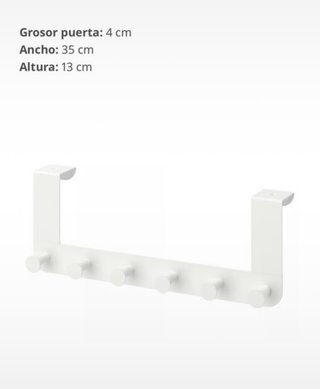 Perchero de metal blanco para puerta