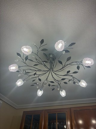 Lámpara de techo diseño floral plata